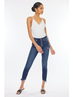 Gemma High Rise Fringe Ankle Skinny Jean Dark