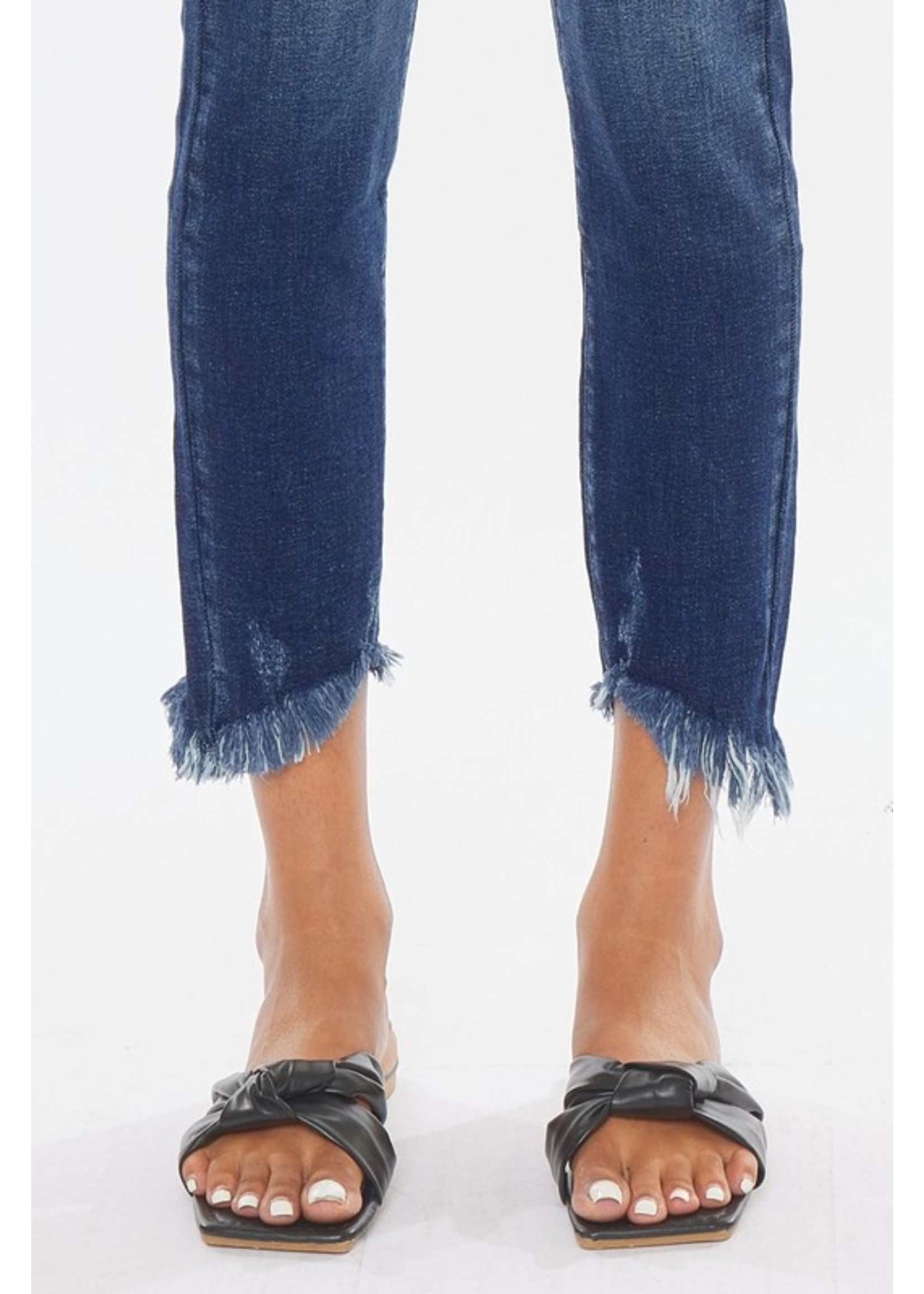 Gemma High Rise Fringe Ankle Skinny Jean Dark