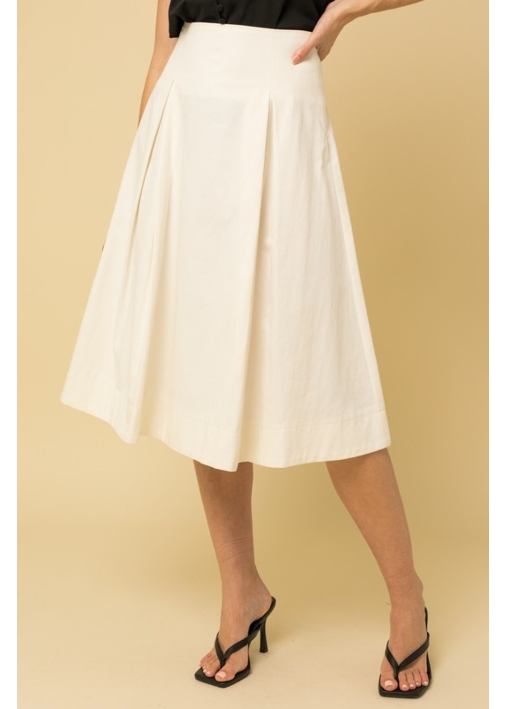 Pleated Midi Skirt White