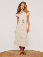 Vintage Tortoise Shell Button Midi Dress