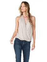 Surplice Sleeveless Pleat Blouse Tan