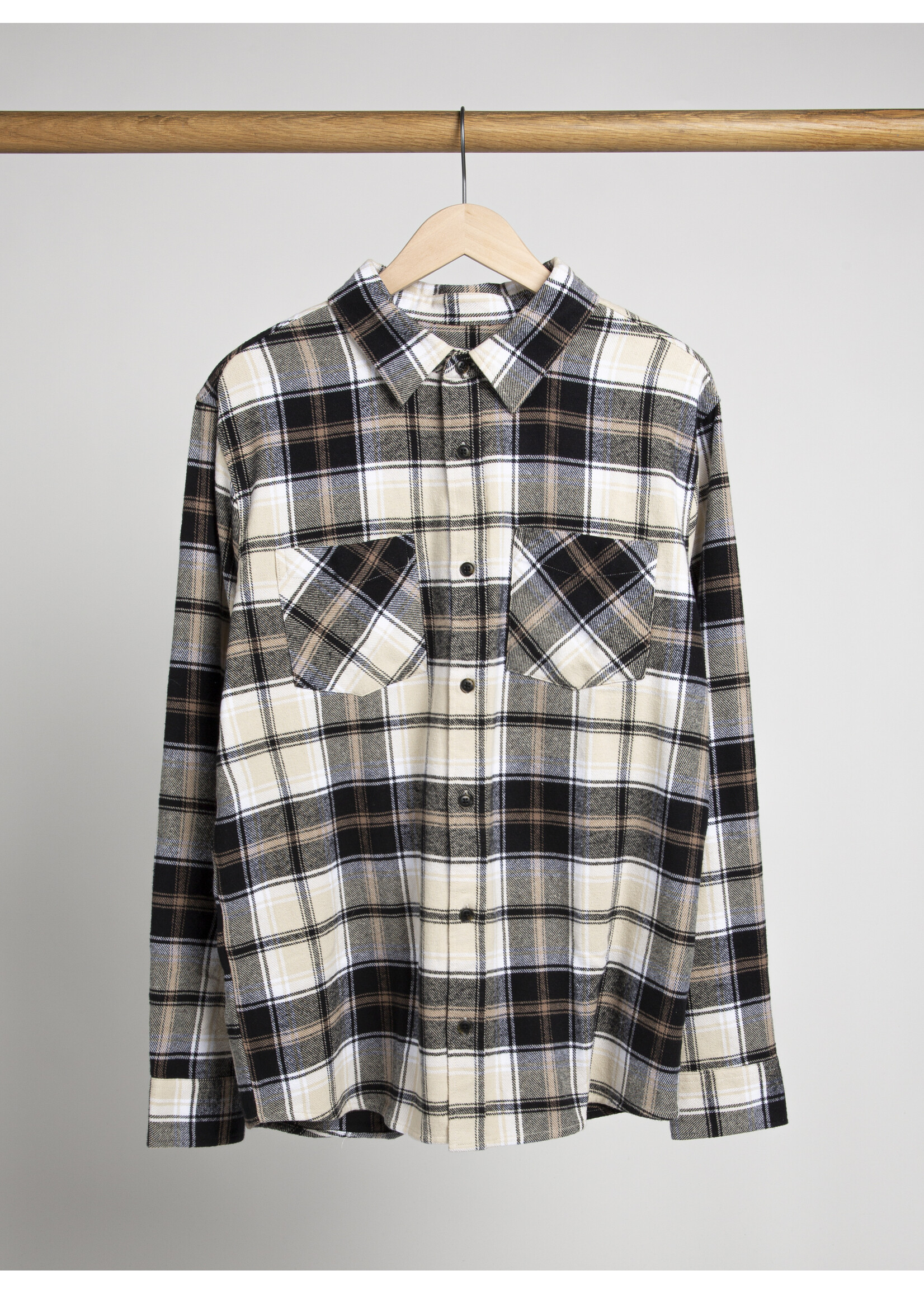 Kylo Flannel Long Sleeve Shirt Black/Tan