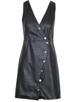 Veronica Faux Leather Button Dress Black