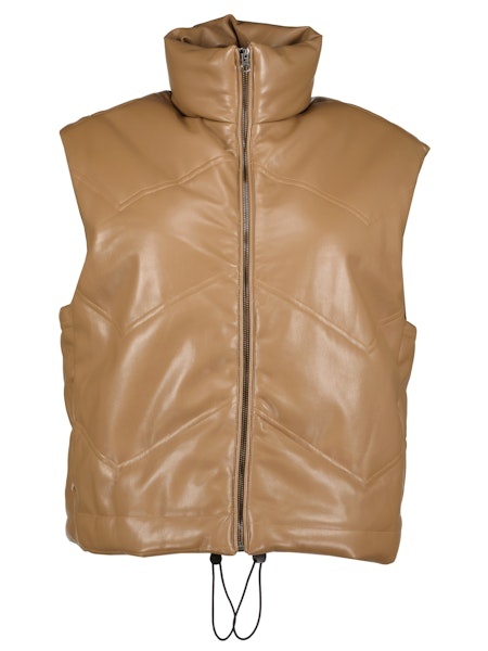 Madison Quilted Faux Leather Vest Camel