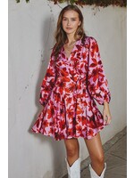 Autumn Lily Satin Wrap Mini Dress Sunbaked Orchid