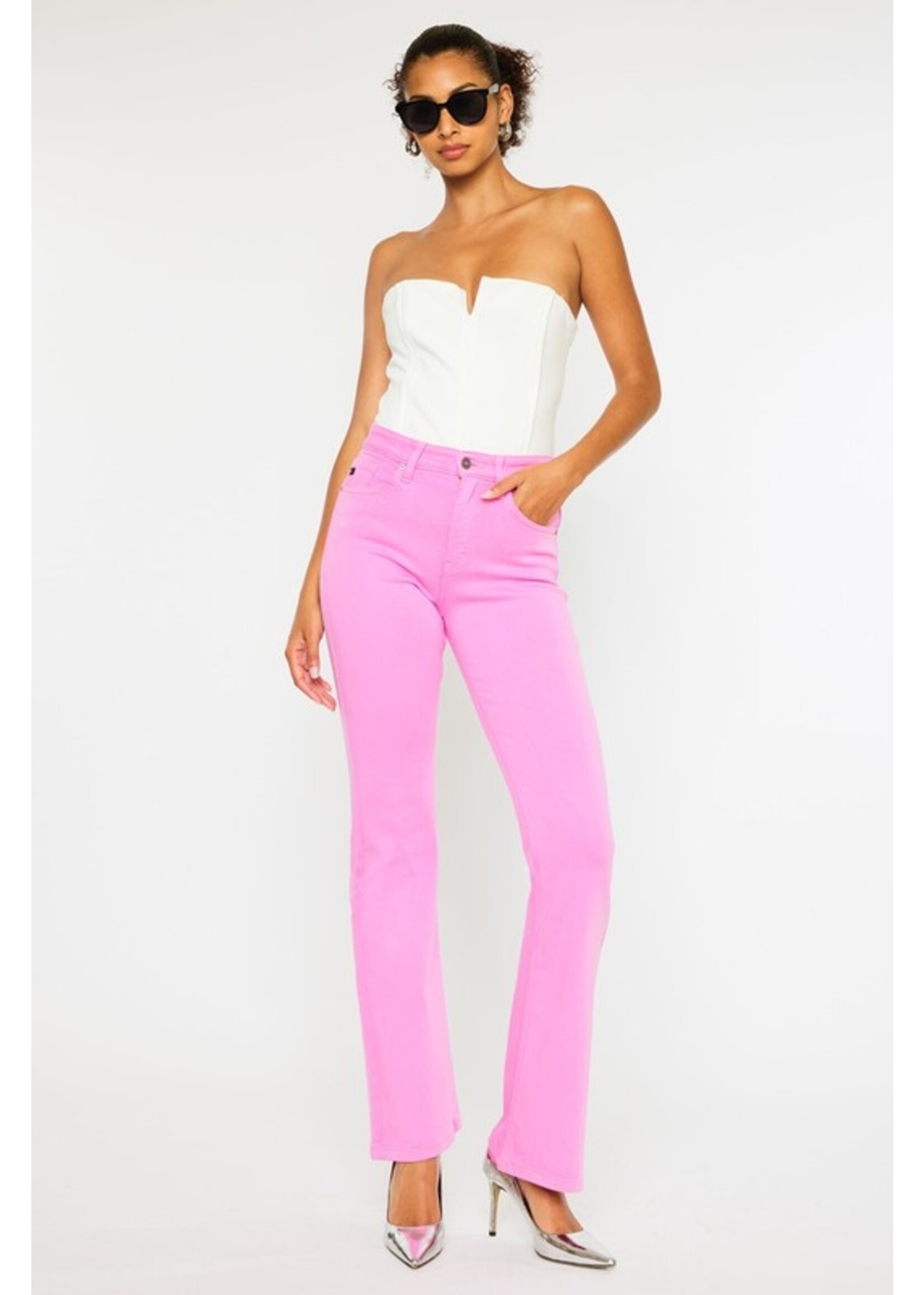 High Rise Bootcut Jean Pink