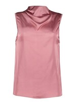 Cowl Neck Satin Sleeveless Top Rose