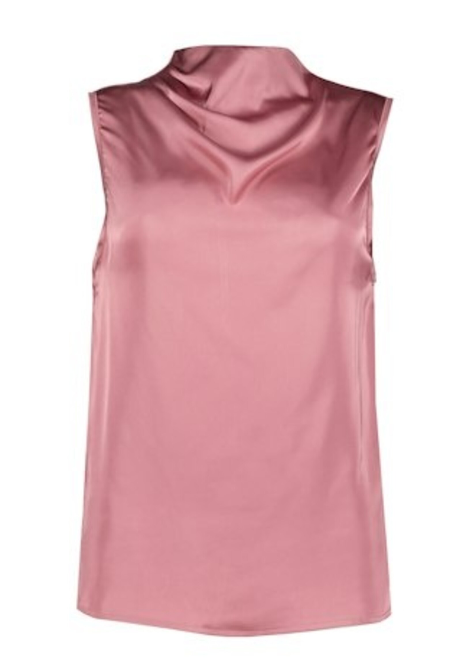 Cowl Neck Satin Sleeveless Top Rose