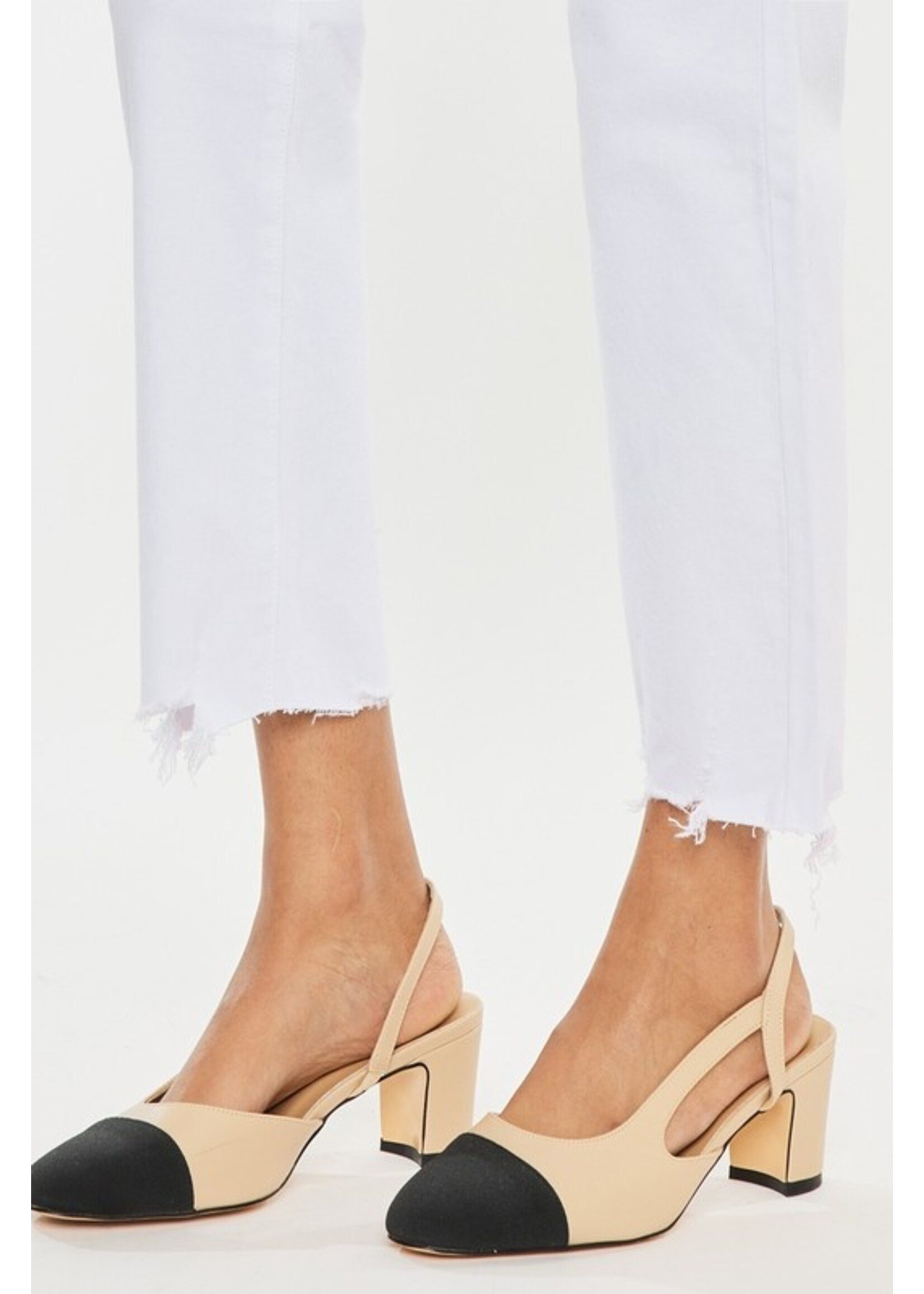 Frayed Hem High Rise Straight Leg White