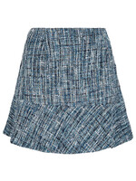 Textured Tweed Ruffle Skirt Blue