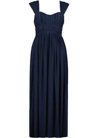 navy corset maxi dress Thalassa Strapless Corset Maxi Dress