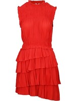 Tory Pleated Dress Red