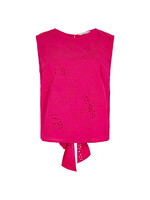 Tropical Embroidery Tie Back Top Fuchsia