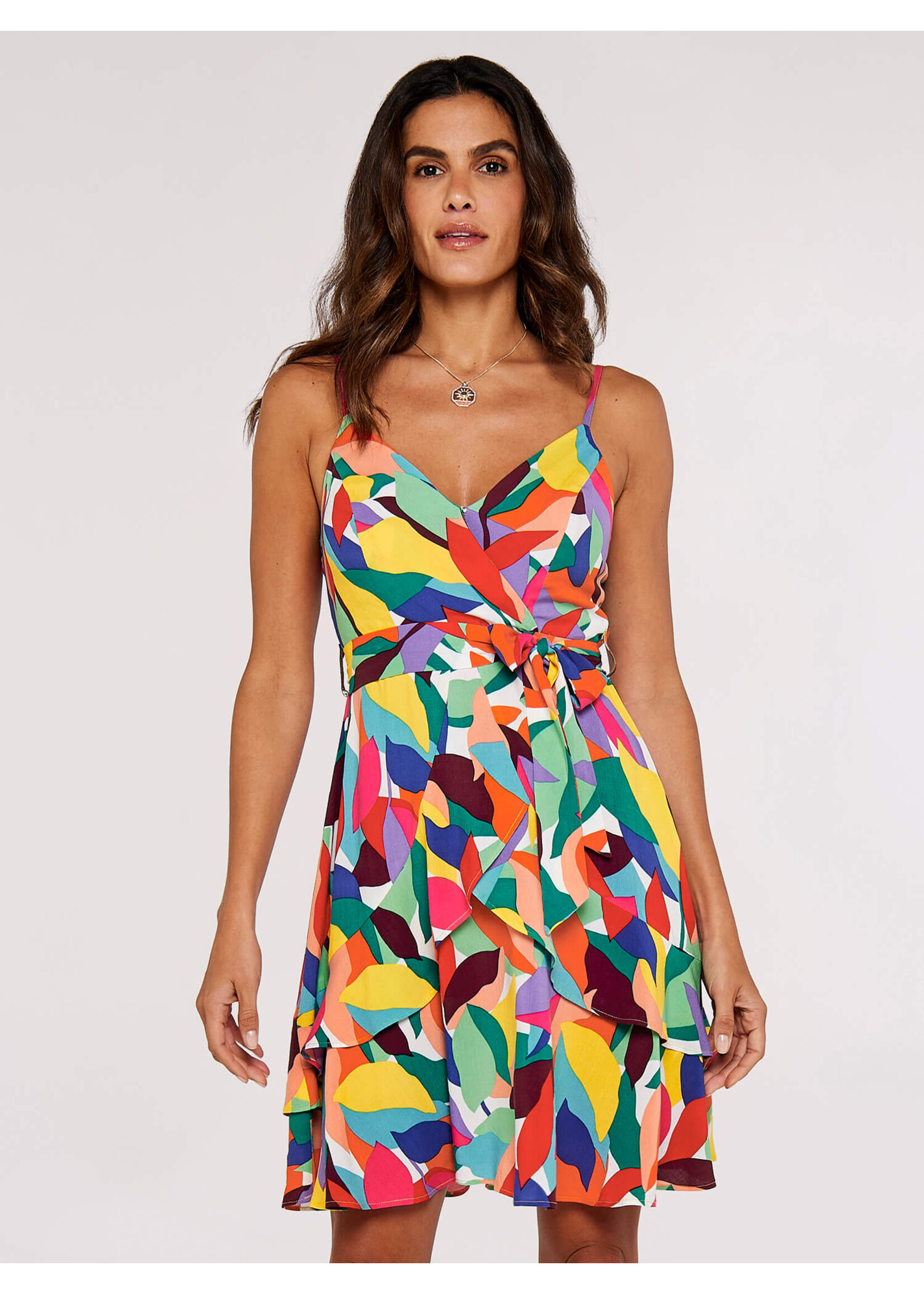 Colorblock Leaf Cami Dress Multi