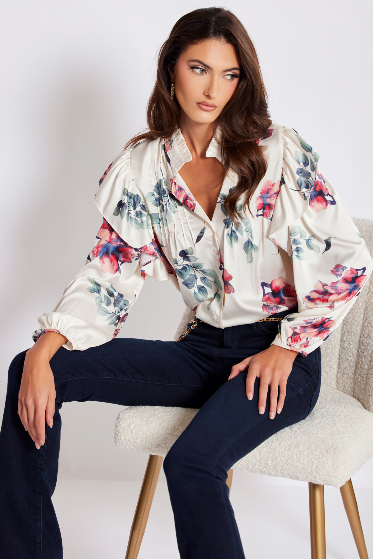 ruffle floral blouse