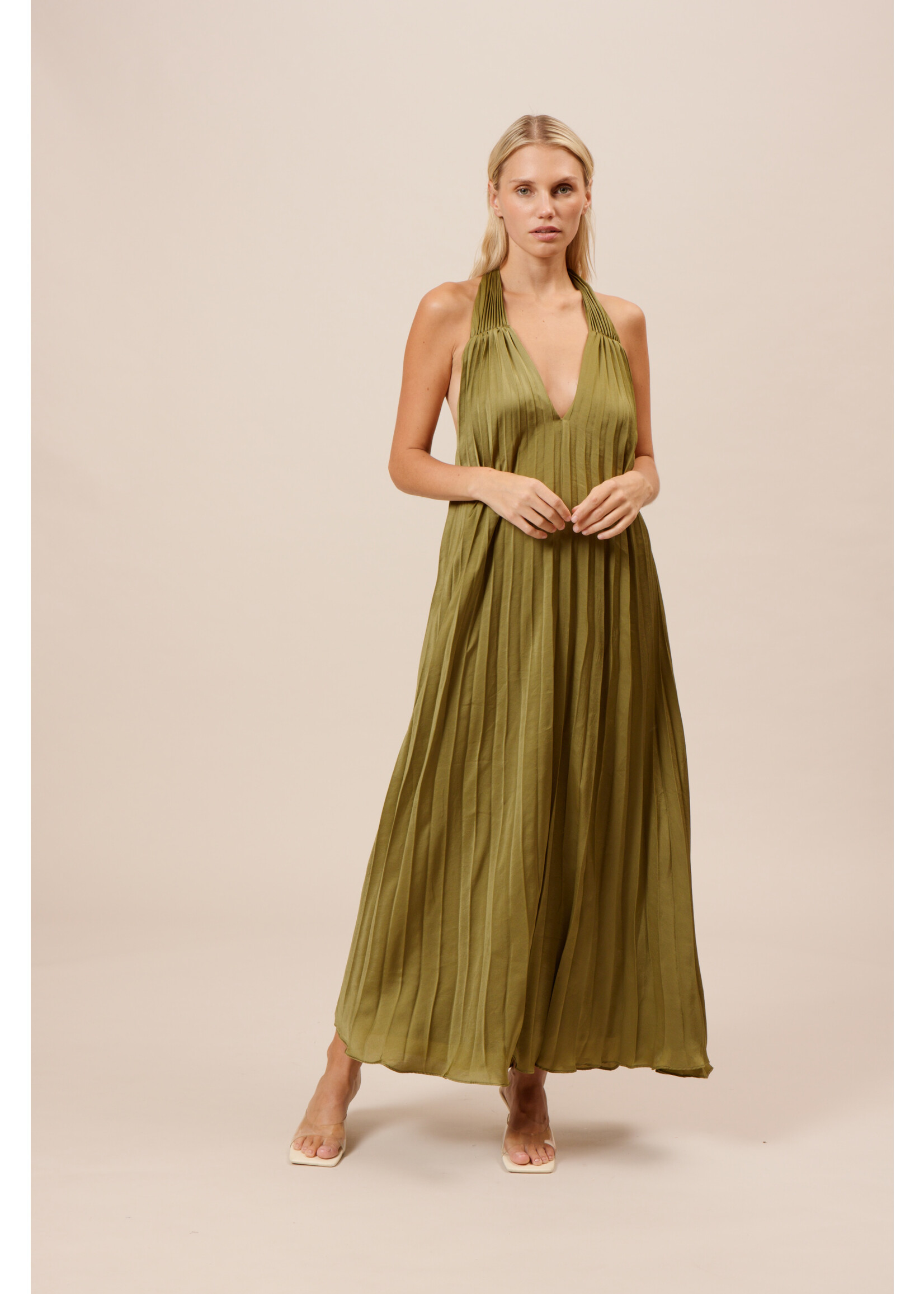 Blyth Pleated Dress Olive