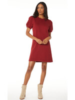 Puff Sleeve Sweatshirt Dress Burgundy