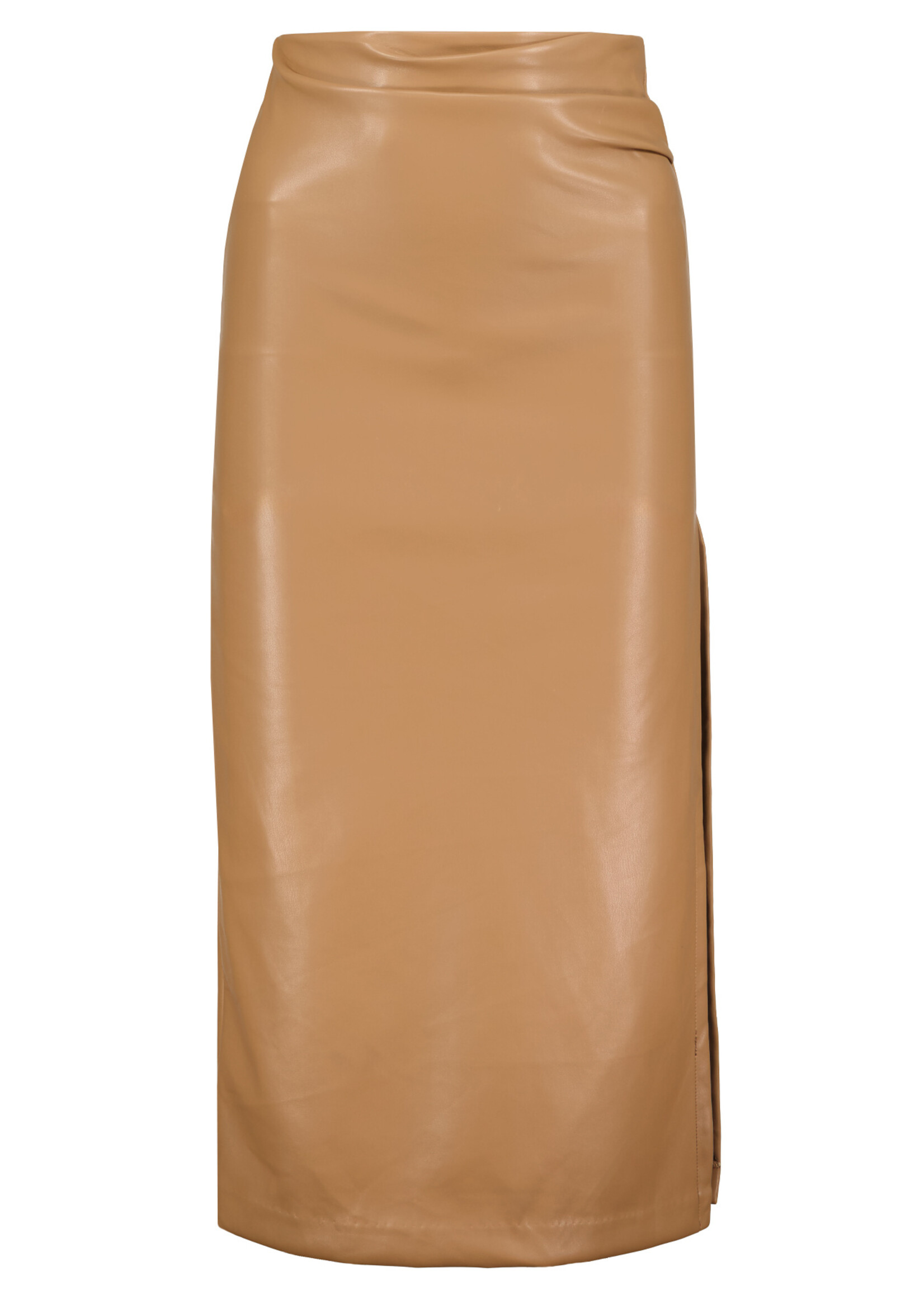 Colette Side Ruched Midi Skirt Camel