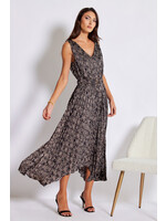 Highbrow Pleat Dress Retro Print