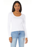 Long Sleeve Scoop Neck Tee White