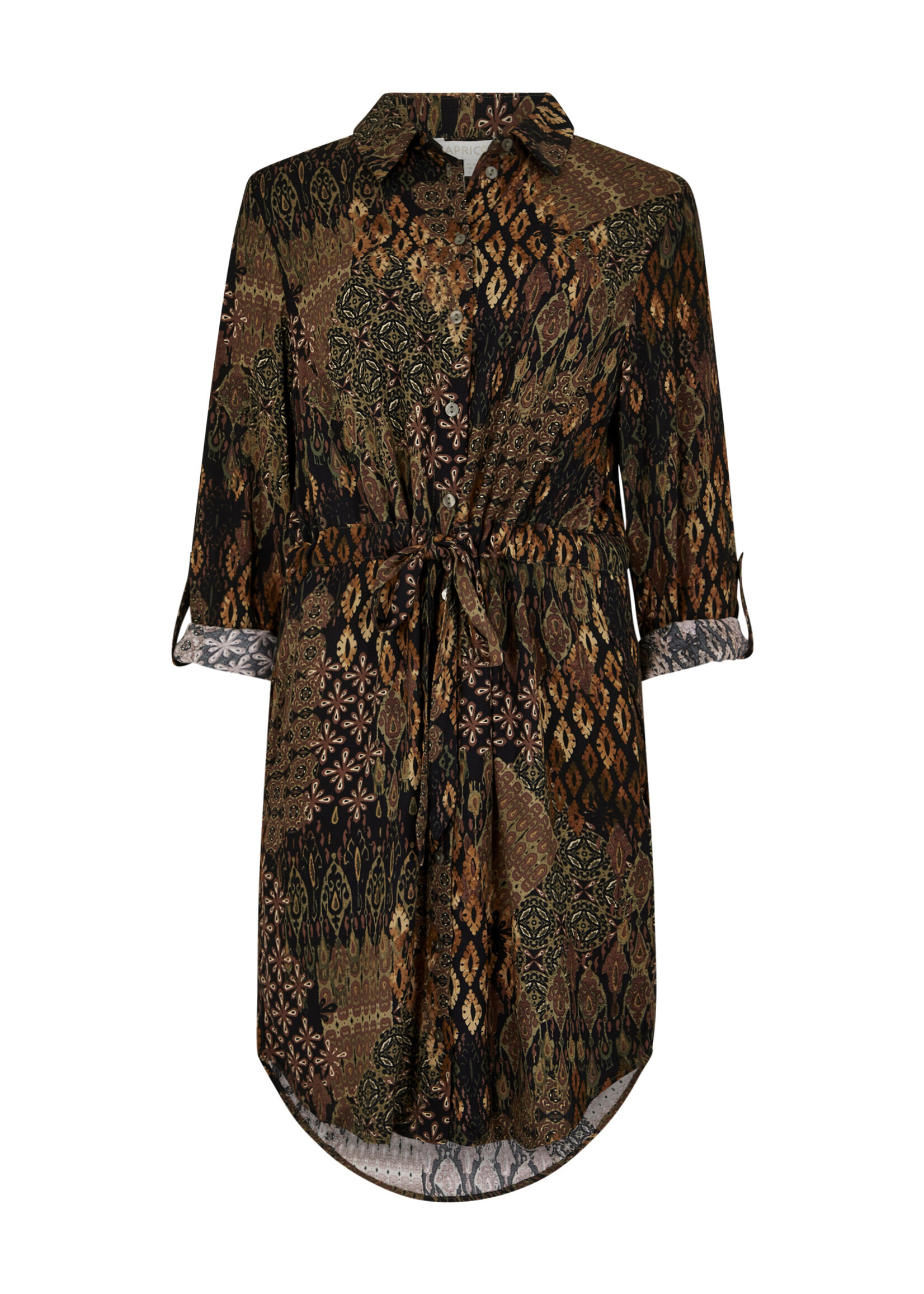 Tribal Ikat Patchwork Shirt Dress Black