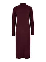 Button Sleeve Rib Column Midi Sweater Dress Burgundy