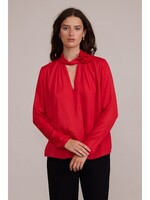 Leighton High Neck Rosette Top Red