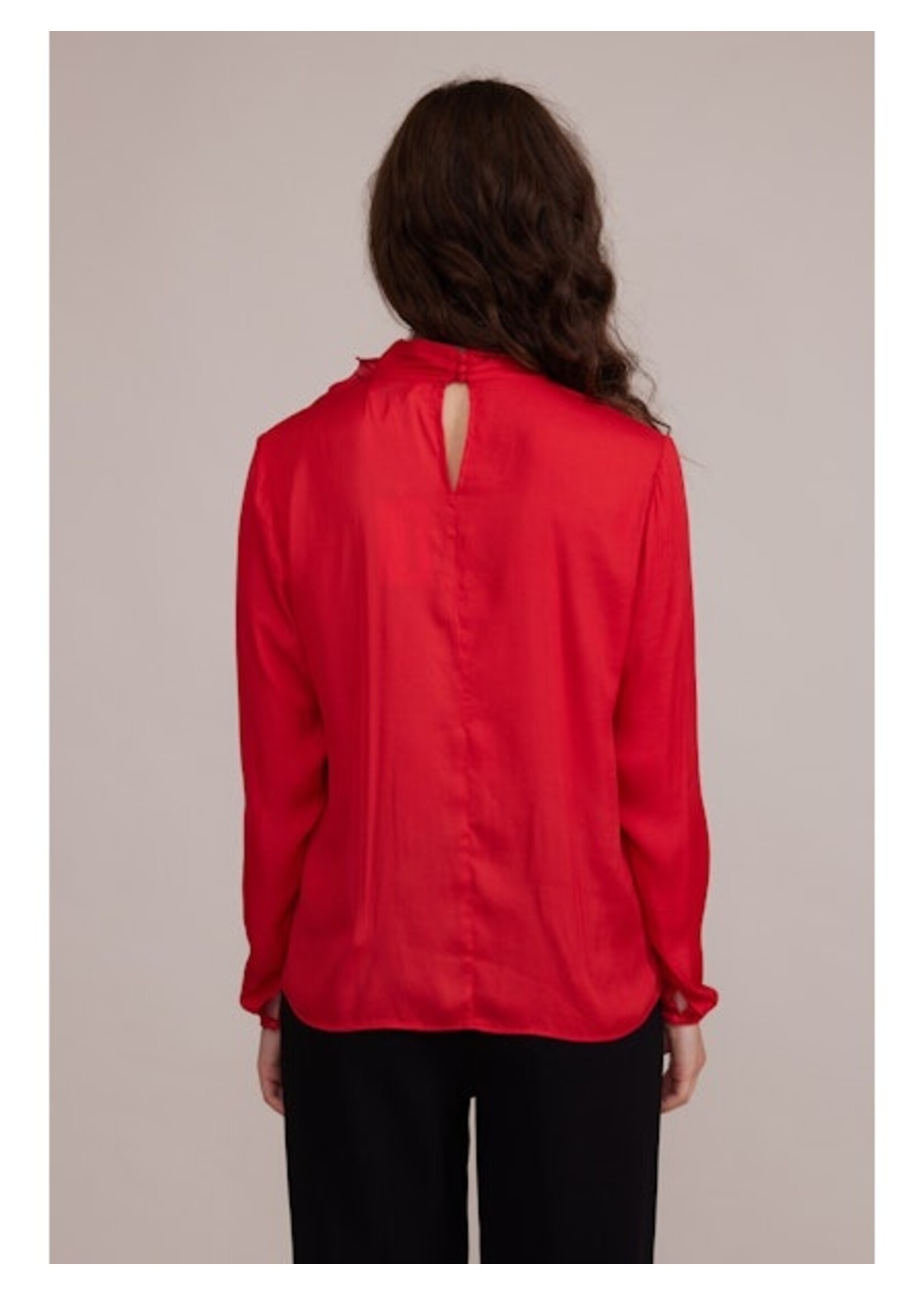 Leighton High Neck Rosette Top Red