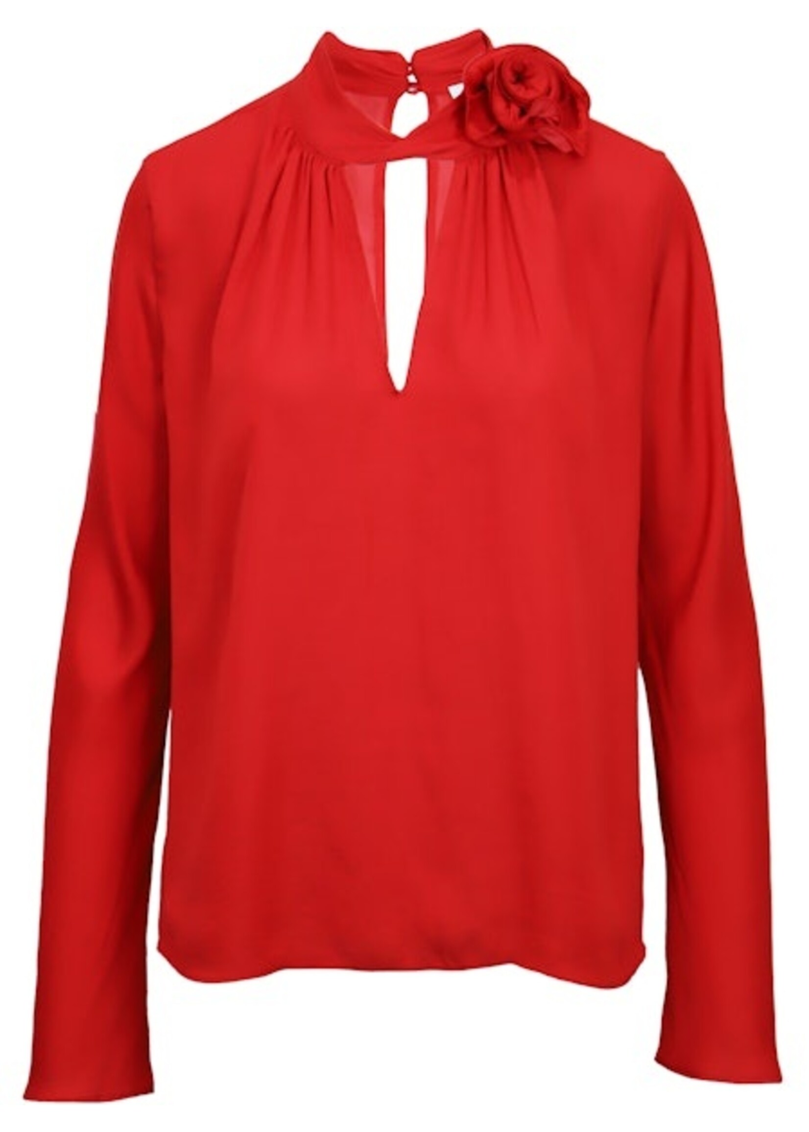 Leighton High Neck Rosette Top Red