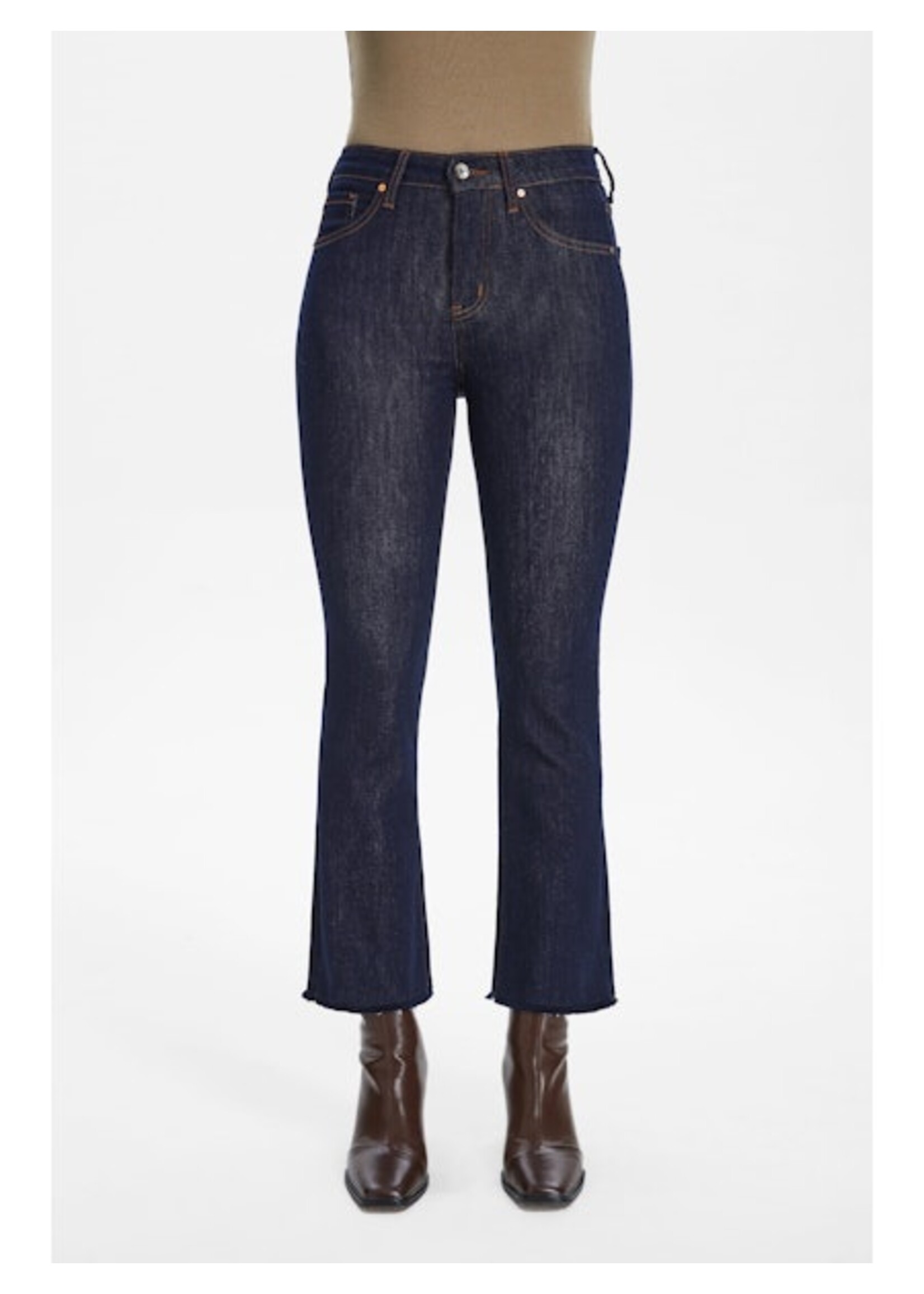 Levi Vintage HR Raw Hem Straight Leg Jean Dark Blue