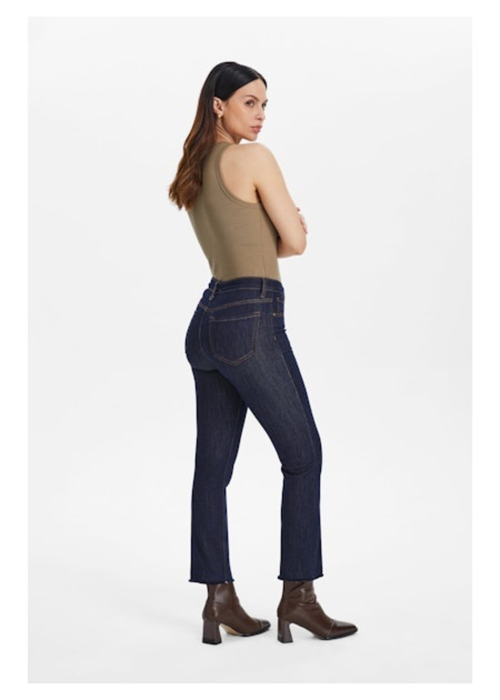 Levi Vintage HR Raw Hem Straight Leg Jean Dark Blue