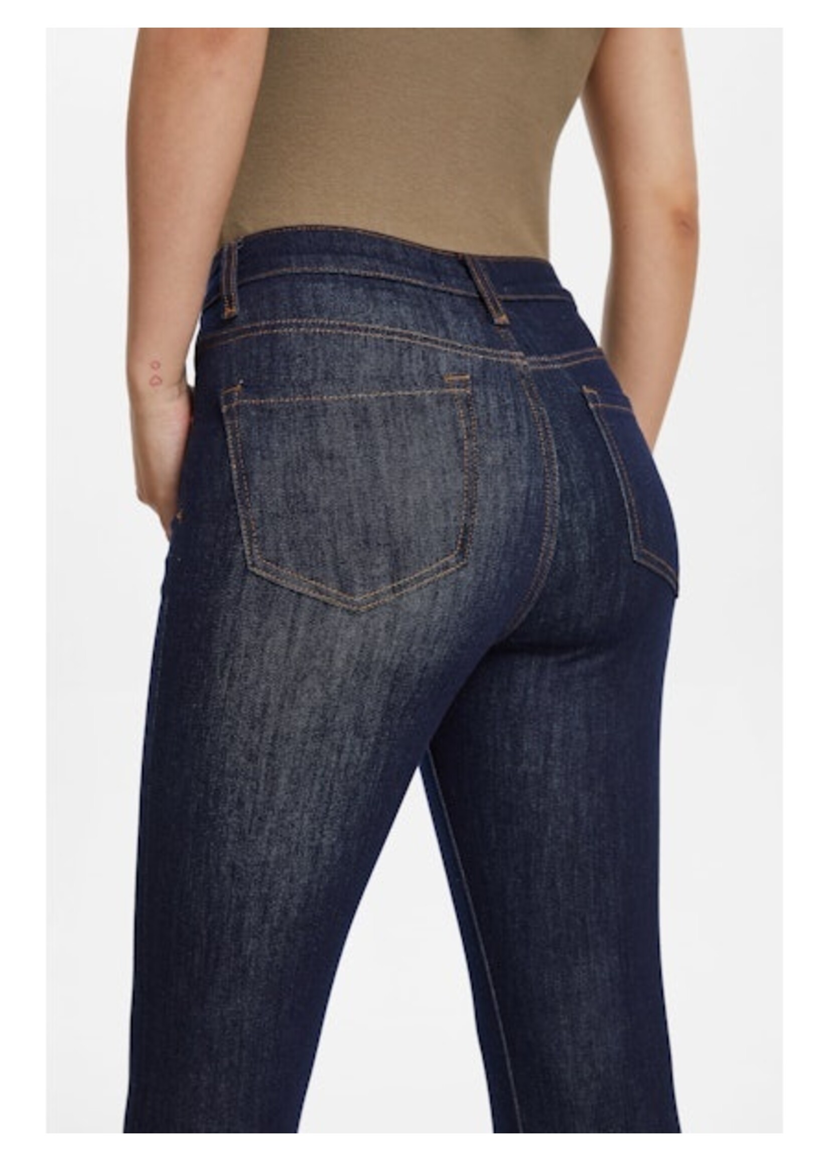 Levi Vintage HR Raw Hem Straight Leg Jean Dark Blue