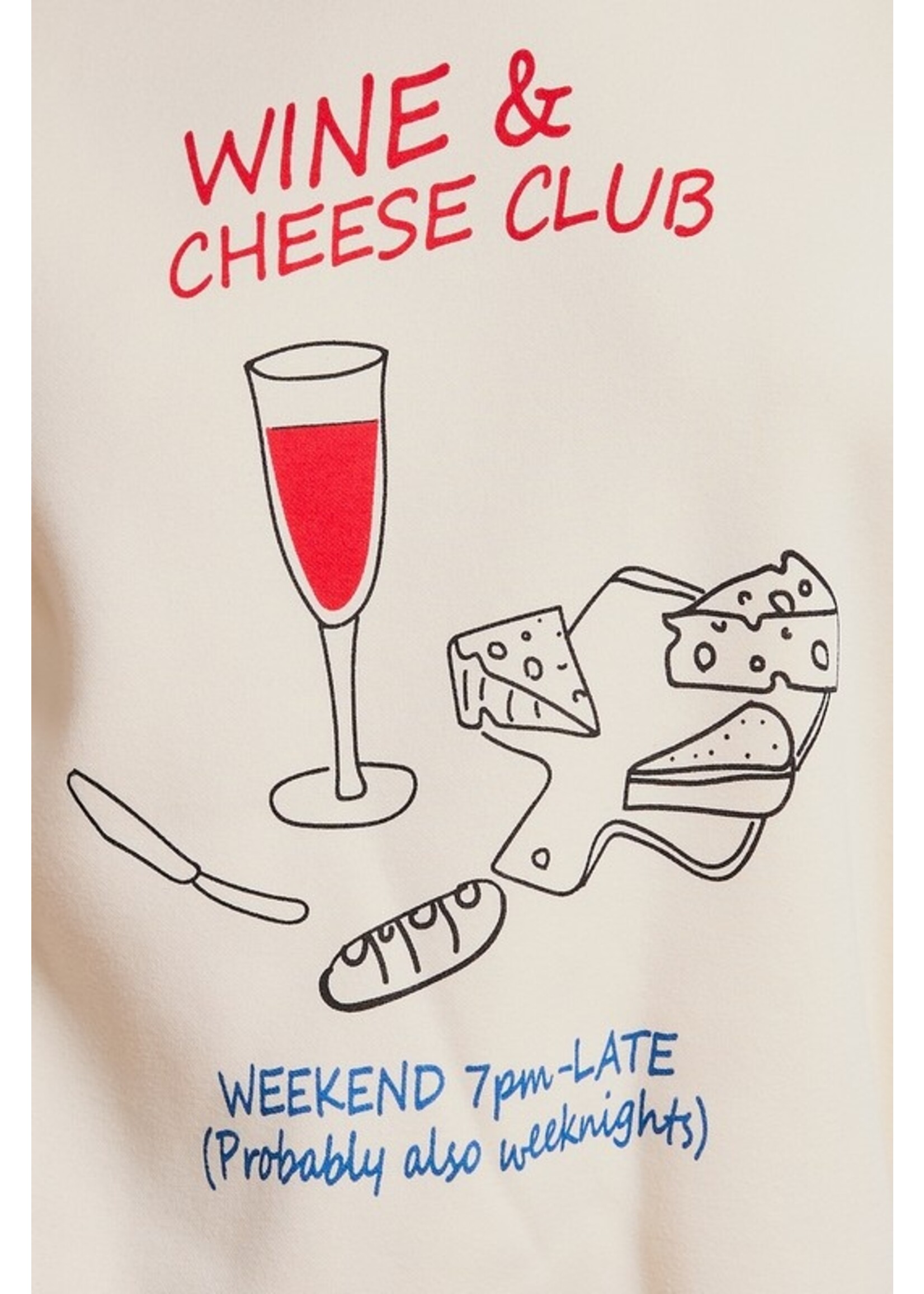 Wine & Cheese Club Sweatshirt Cream
