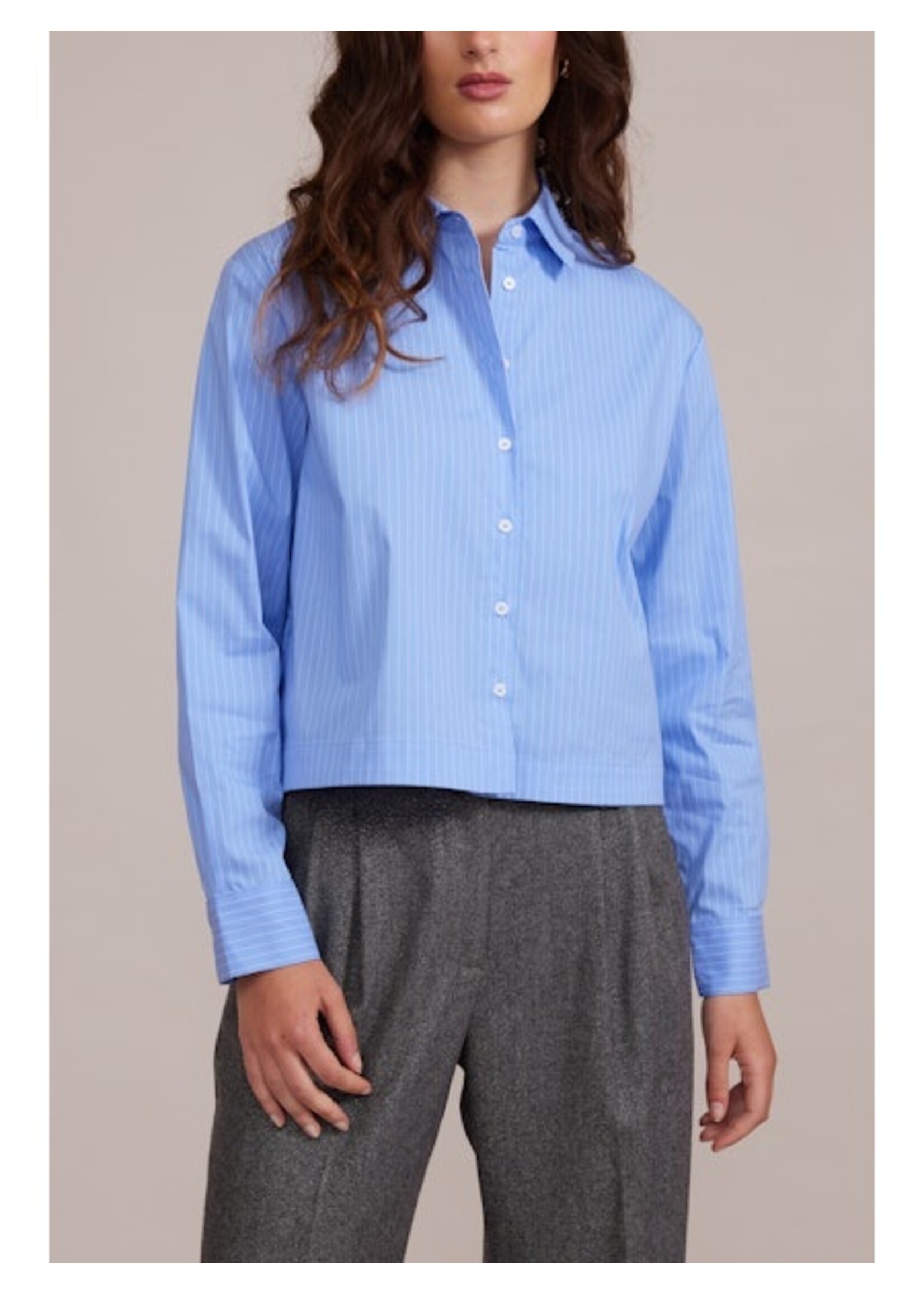 Enzo Button Up Blouse Blue Stripe