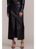 Danica Faux Leather Midi Skirt Black