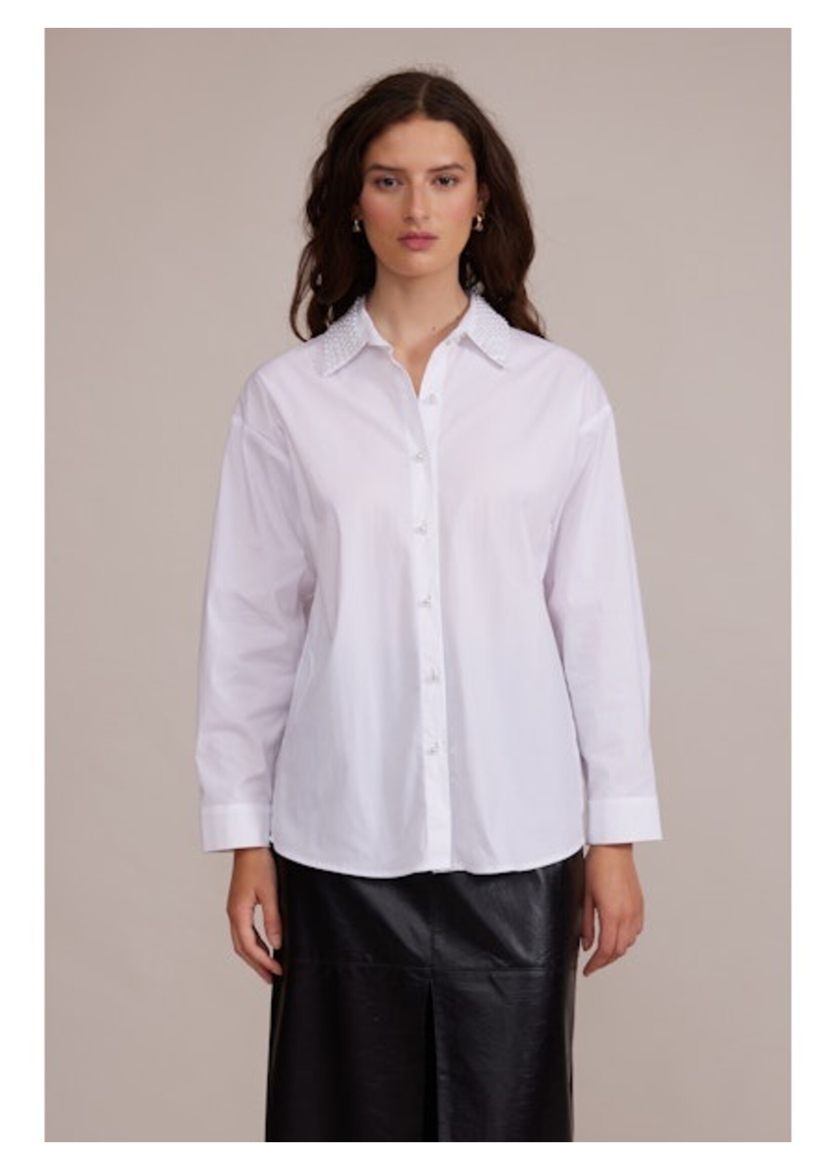 Torin Pearl Button Down Top White