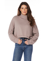 Turtleneck Drop Shoulder Mixed Top Mushroom