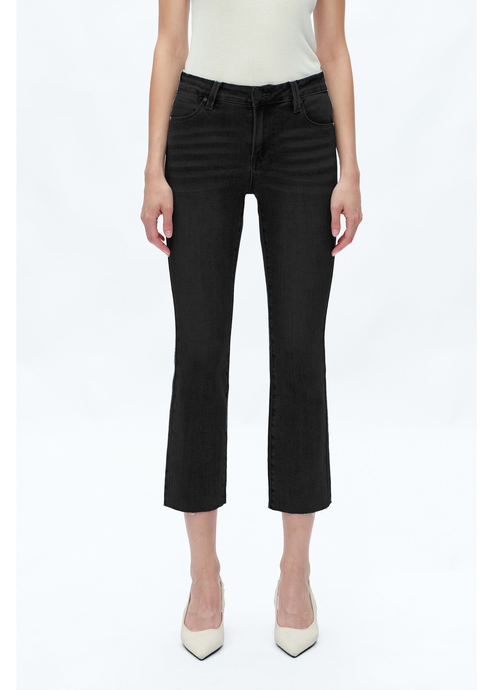 Jane Mid Rise Straight Raw Edge Denim Black