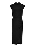 Sparkle Mock Neck Ruched Dress Black