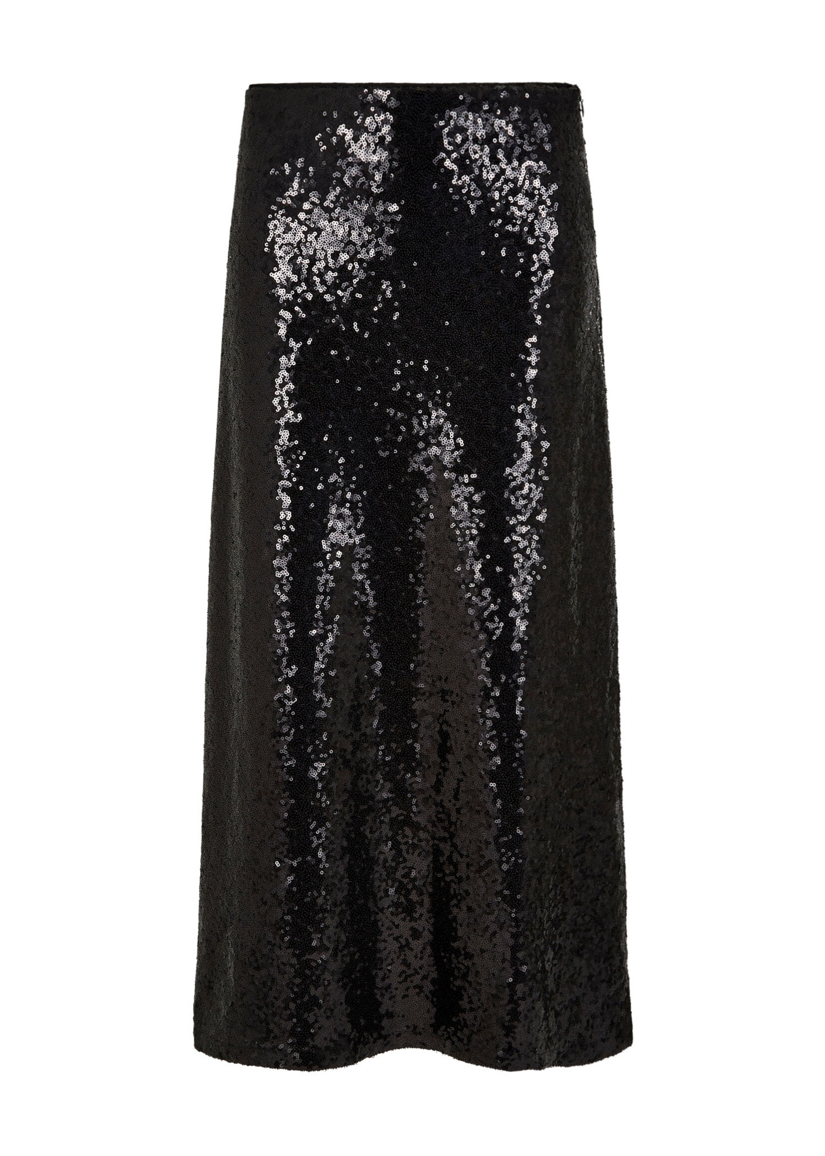 Sequin Bias Cut Midi Skirt Black
