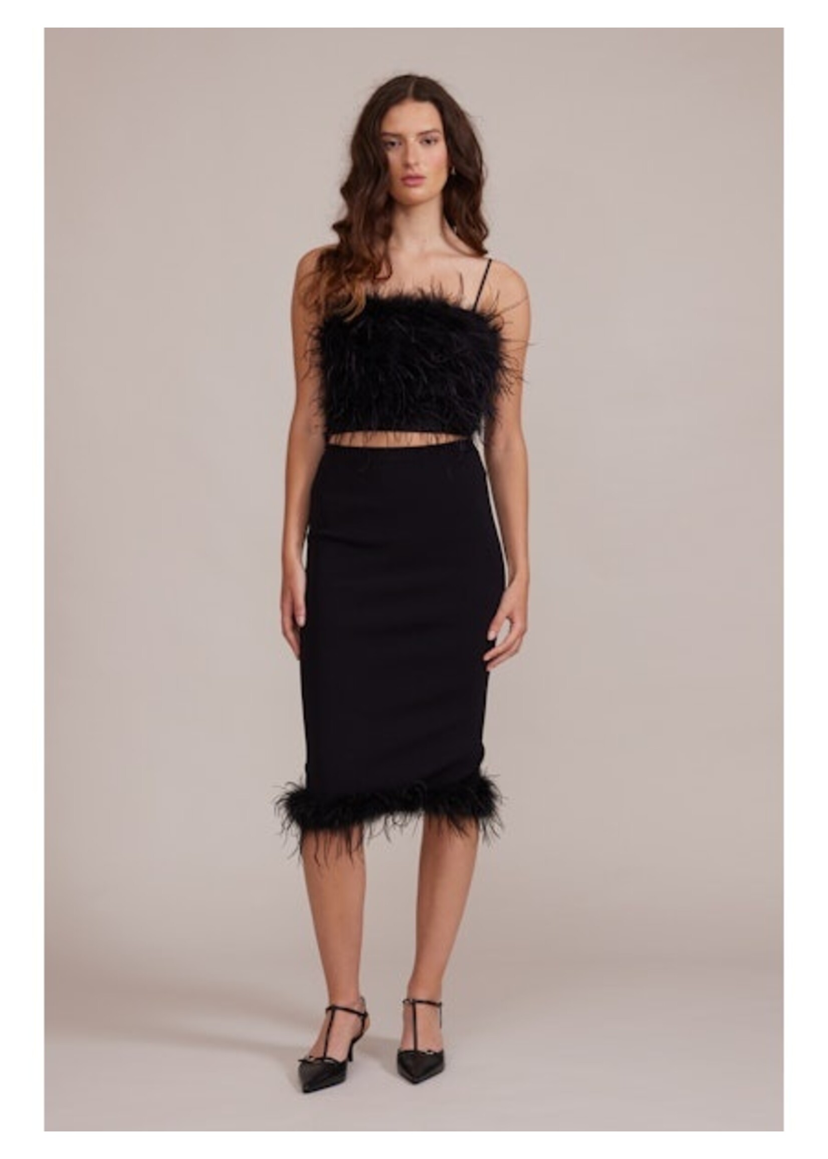 Jamila Feather Detail Skirt Black