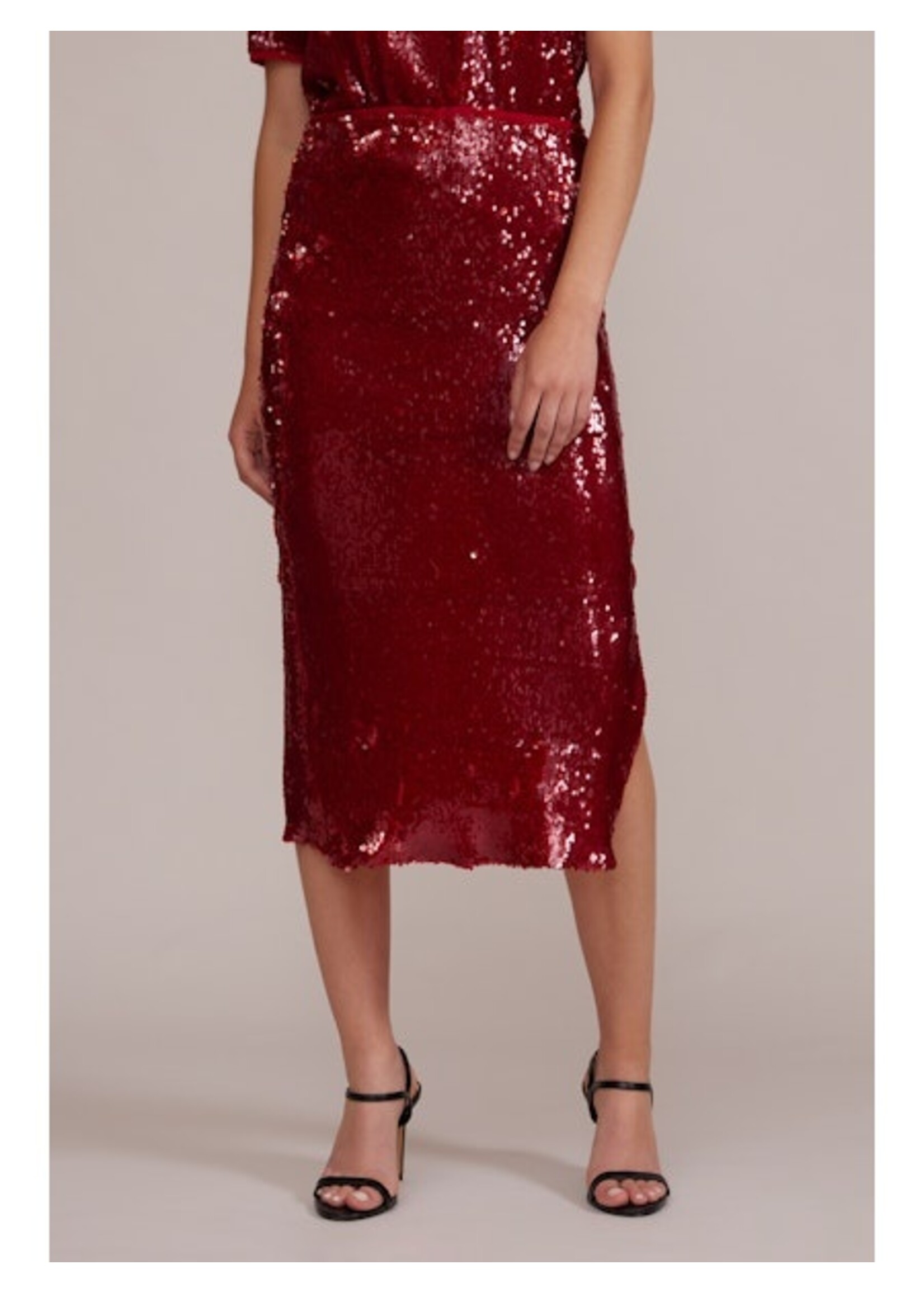 Molly Sequined Midi Skirt Red