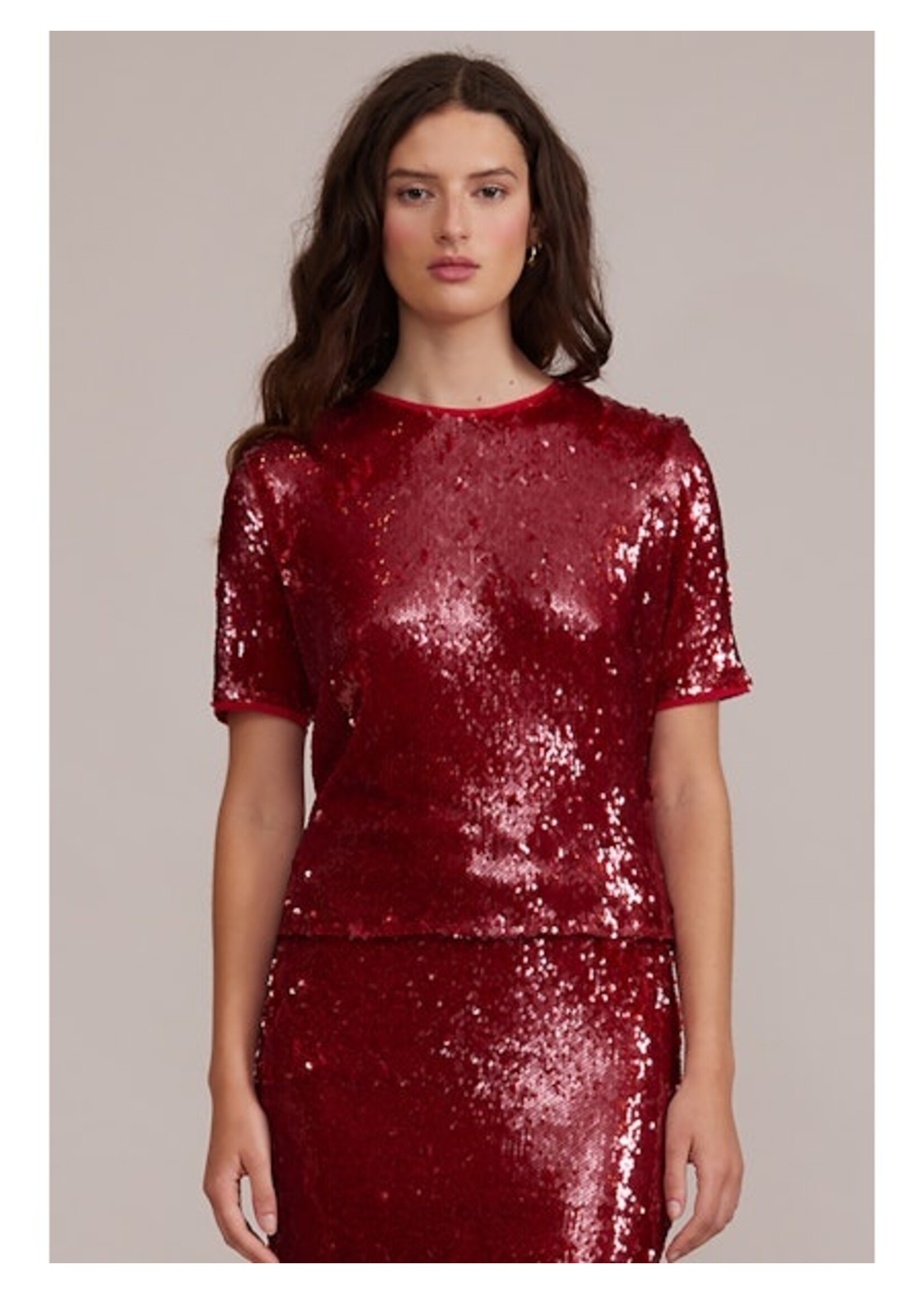 Cherry Sequined Blouse Red