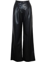 Josie Pleated Faux Leather Pant Black