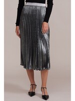 Adeline Pleated Metallic Midi Skirt Charcoal