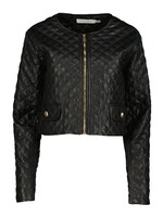 Amara Quilted Leather Jacket Black