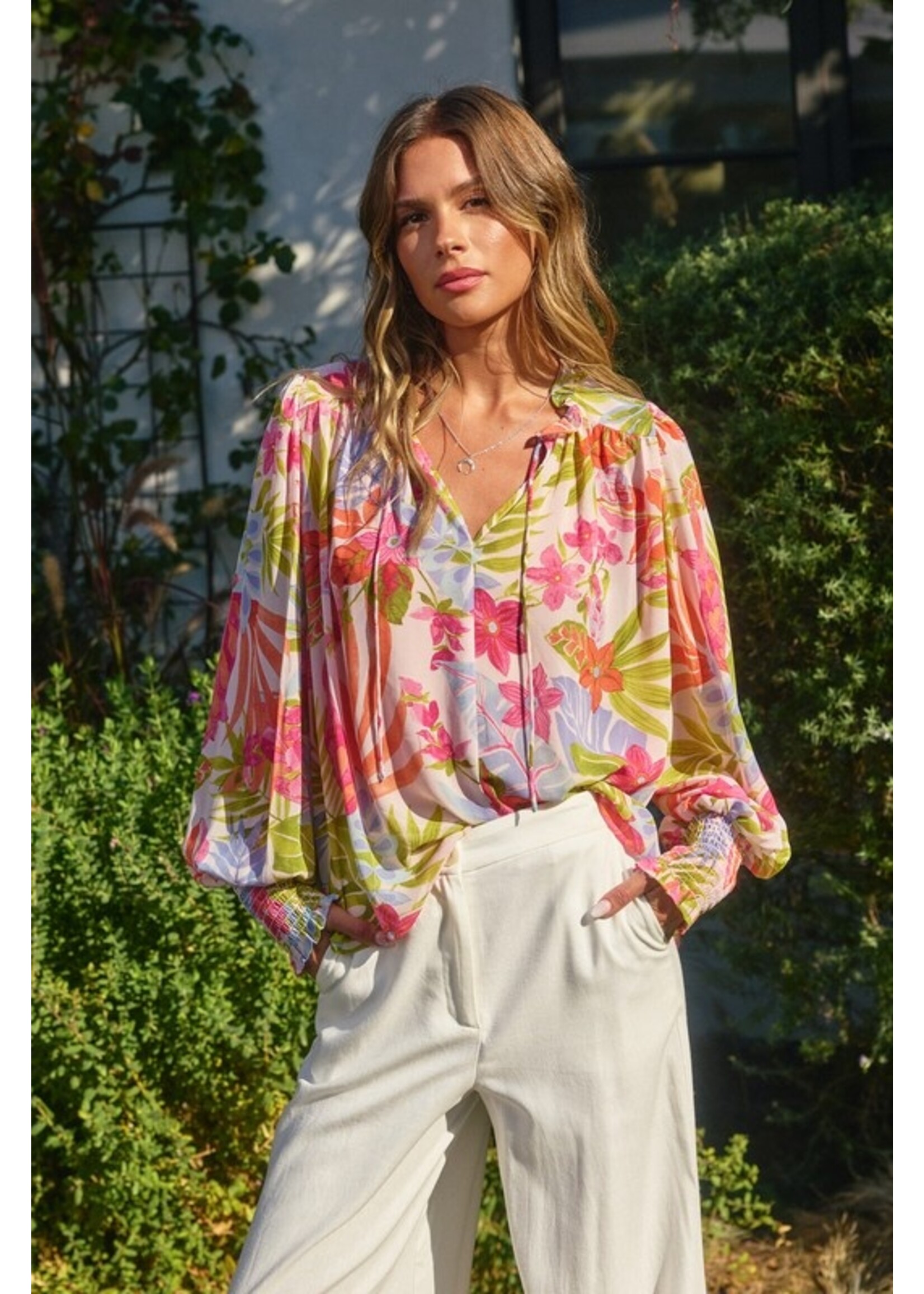 Most Wanted Pleated Long Sleeve Top Azalea Botanic