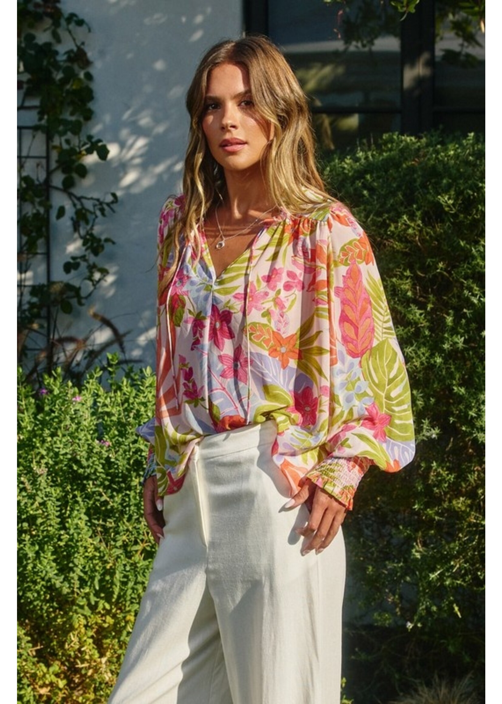 Most Wanted Pleated Long Sleeve Top Azalea Botanic