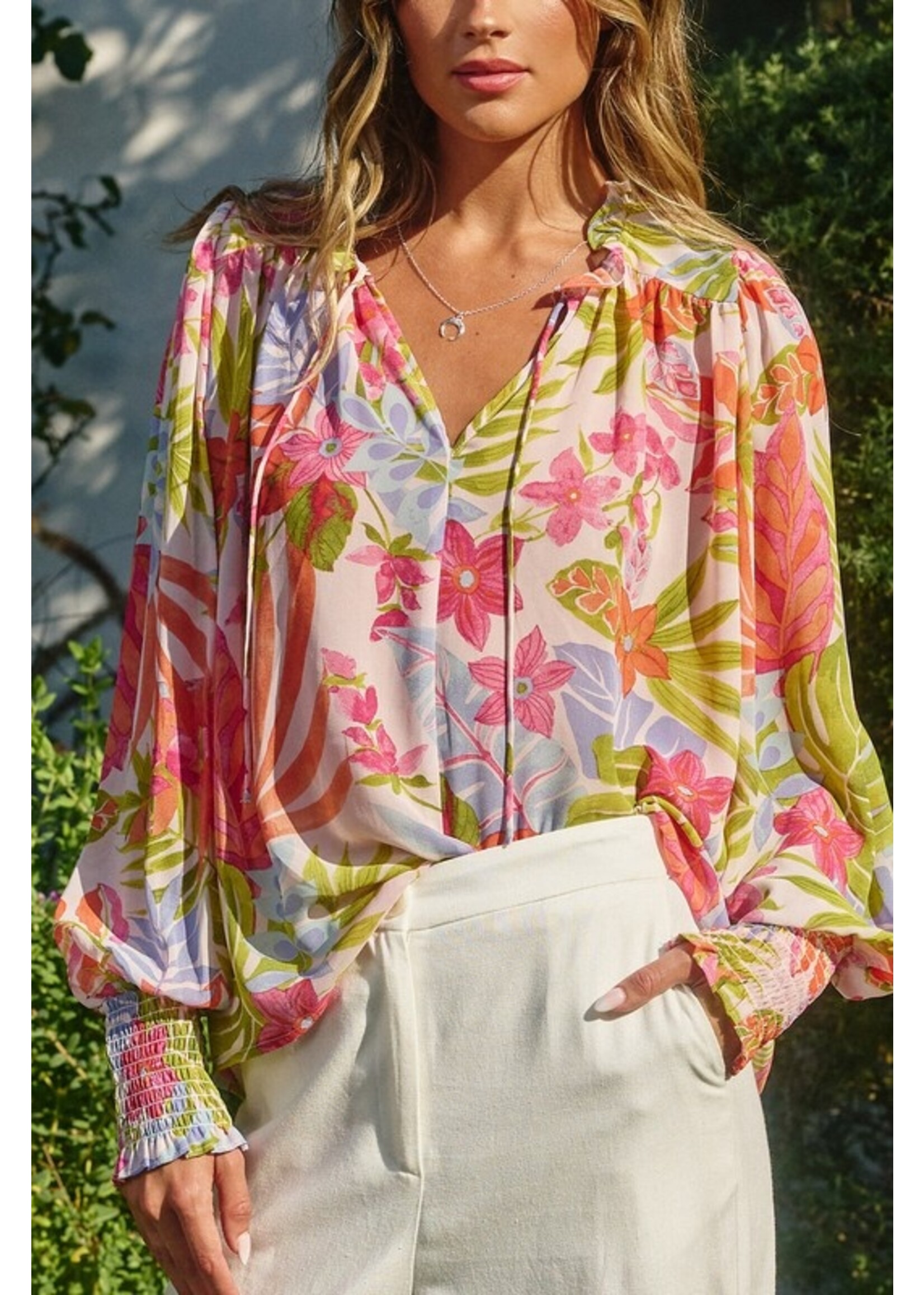 Most Wanted Pleated Long Sleeve Top Azalea Botanic