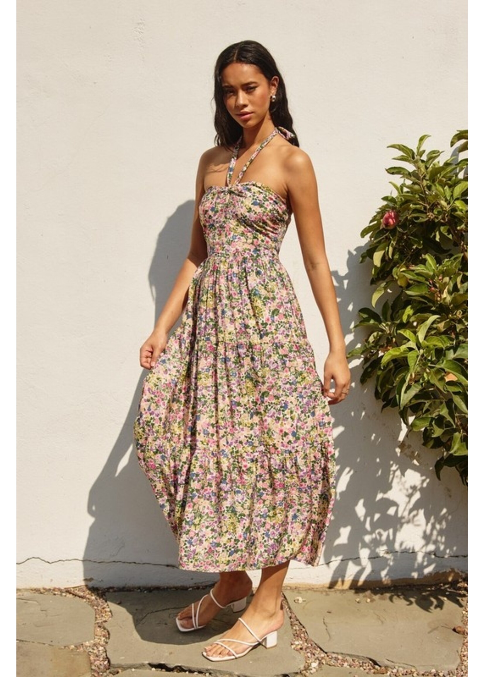 Lucky Charm Halter DressPink/Green Floral